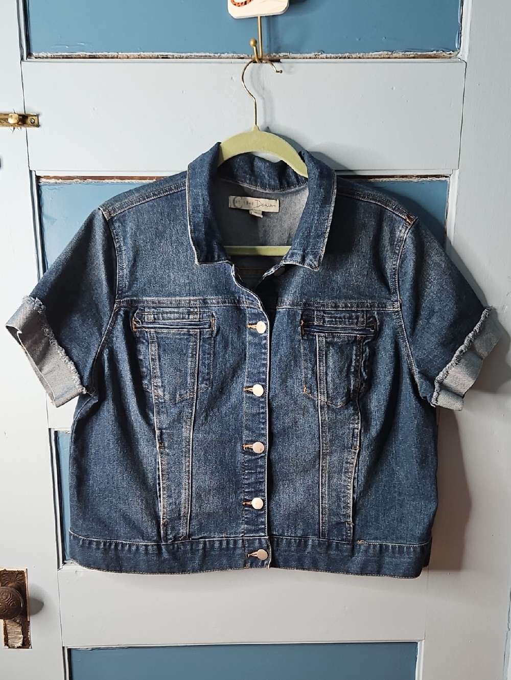 Cato Denim Short Sleeve Denim Jacket - Blue XL